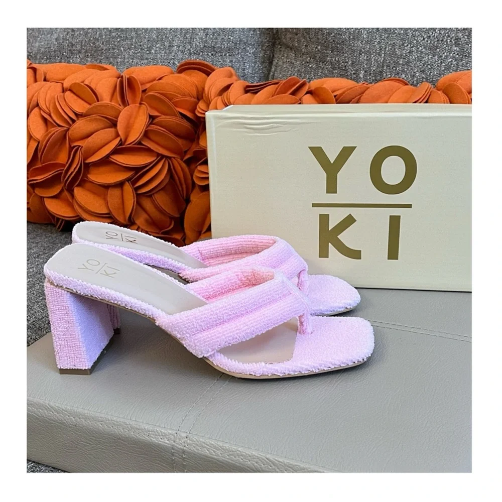 ❣️🆕 YOKI Pink French Terry Heeled Sandals❣️